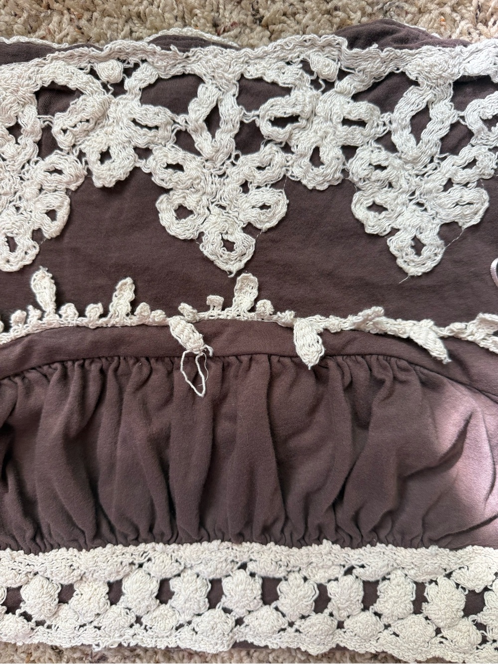 Strapless Brown Crochet-Trim Tube Top - Picture 4 of 4